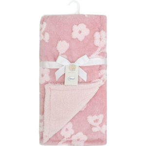 Pink Flower 09, Κουβέρτα Sherpa Jacquard bebe 460 gsm 75X100εκ, Dimcol